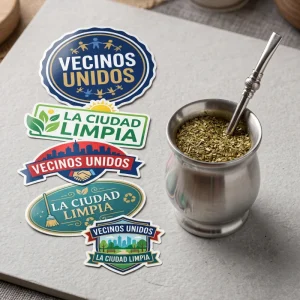 Set de 5 Stickers Vinílicos Troquelados para Autos y Termos